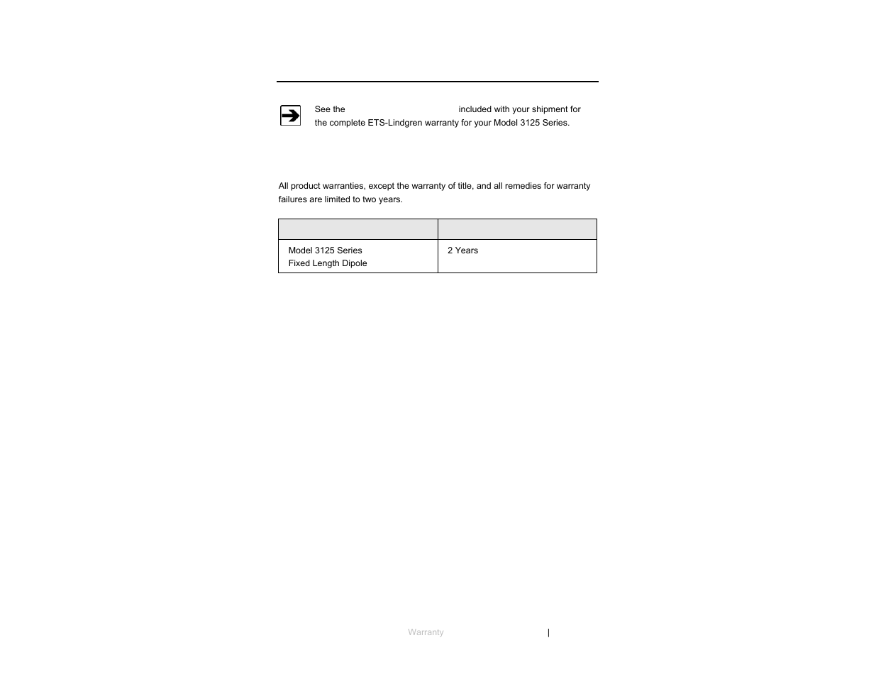 Appendix a: warranty | ETS-Lindgren 3125 Precision Dipole Antenna User Manual | Page 21 / 21