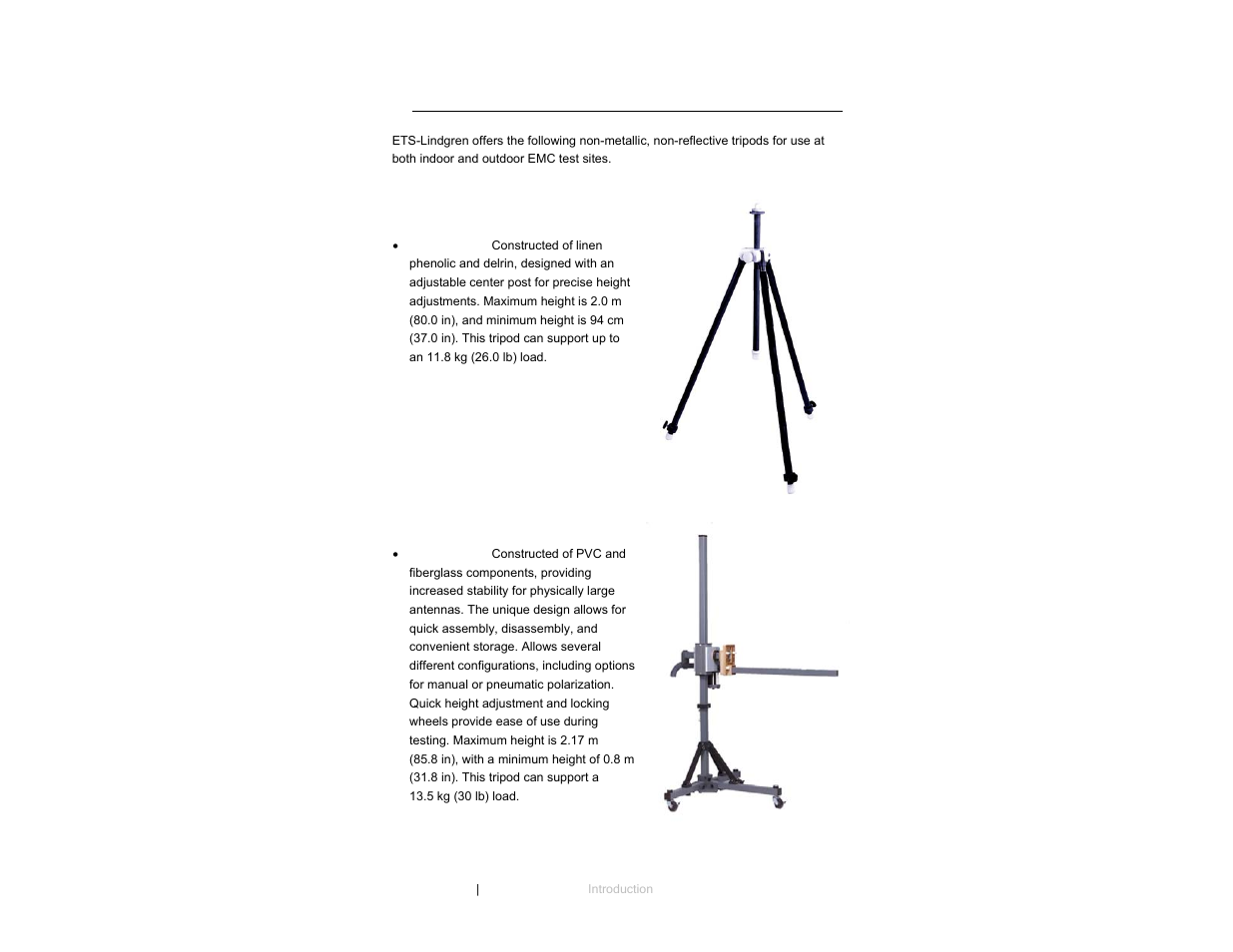 Tripod options | ETS-Lindgren 3125 Precision Dipole Antenna User Manual | Page 8 / 21