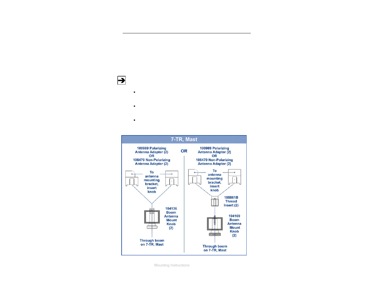 Additional mounting options, 7tr and mast mounting options, Tr and mast mounting options | ETS-Lindgren 3140B Hybrid Log Periodic and Bowtie (BiConiLog) User Manual | Page 29 / 41