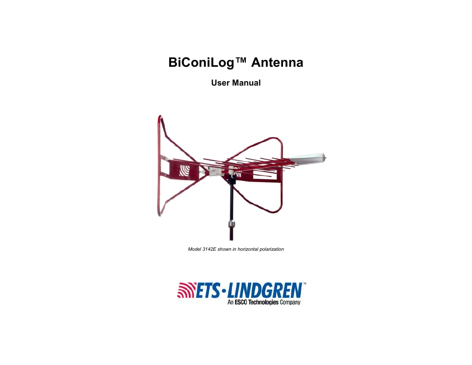 ETS-Lindgren 3142E BiConiLog Antenna User Manual | 43 pages