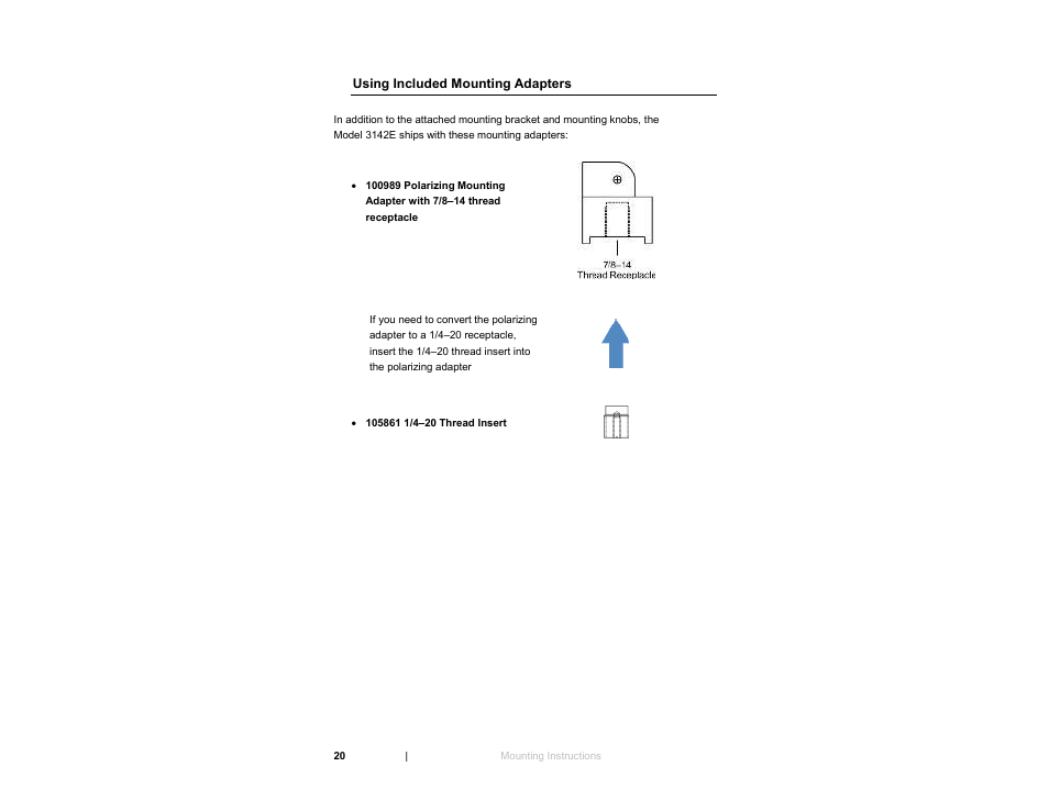 Using included mounting adapters | ETS-Lindgren 3142E BiConiLog Antenna User Manual | Page 20 / 43