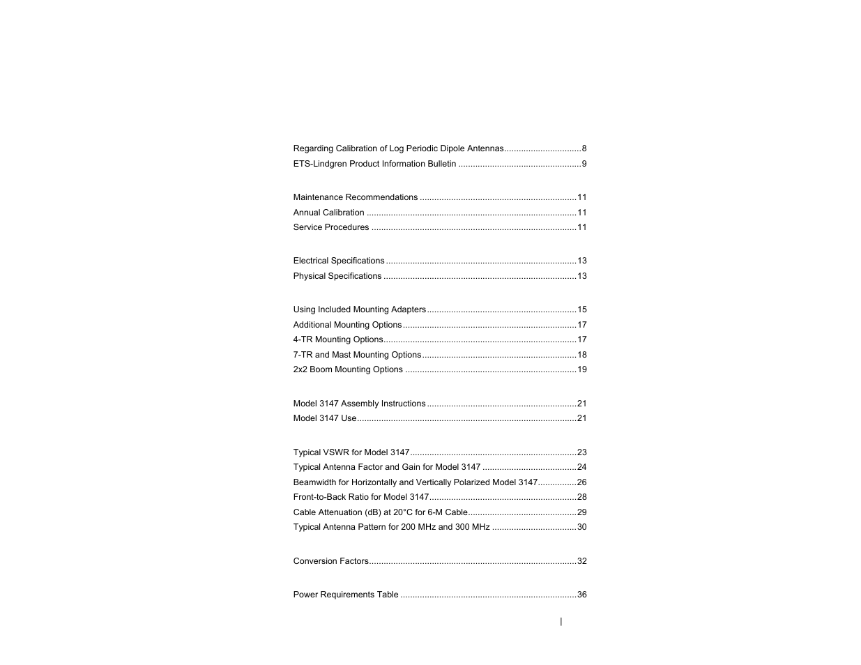 ETS-Lindgren 3147 Log Periodic Dipole Array Antenna User Manual | Page 3 / 49