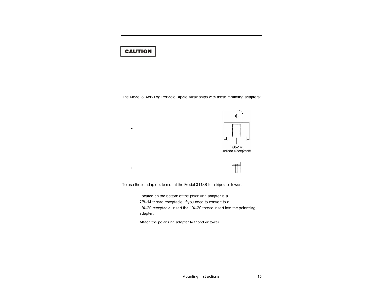 0 mounting instructions | ETS-Lindgren 3148B Log Periodic Dipole Array User Manual | Page 15 / 41