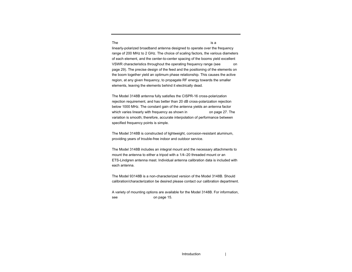 0 introduction | ETS-Lindgren 3148B Log Periodic Dipole Array User Manual | Page 7 / 41