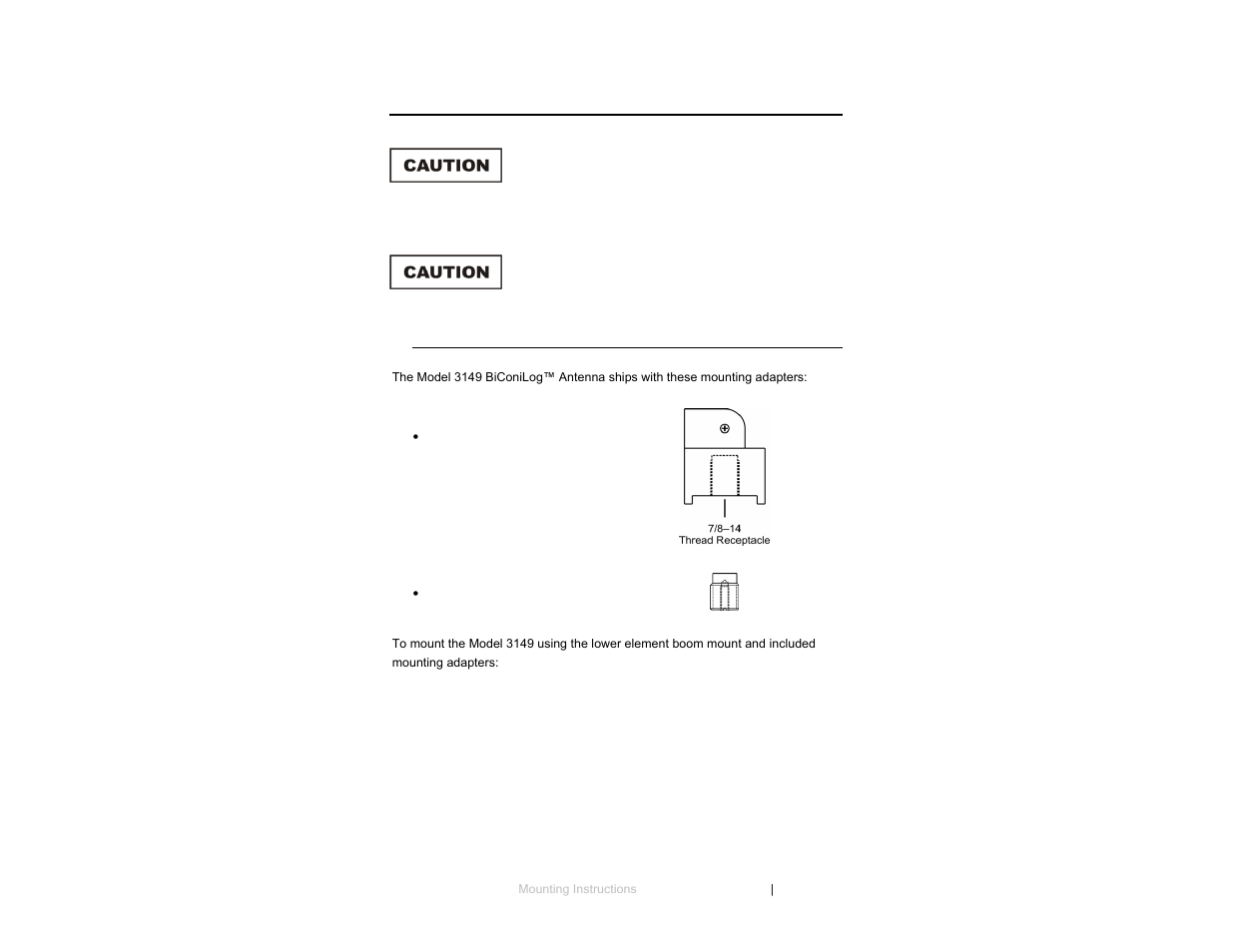 0 mounting instructions | ETS-Lindgren 3149 Hybrid Log Periodic and Bowtie (BiConiLog) User Manual | Page 17 / 33