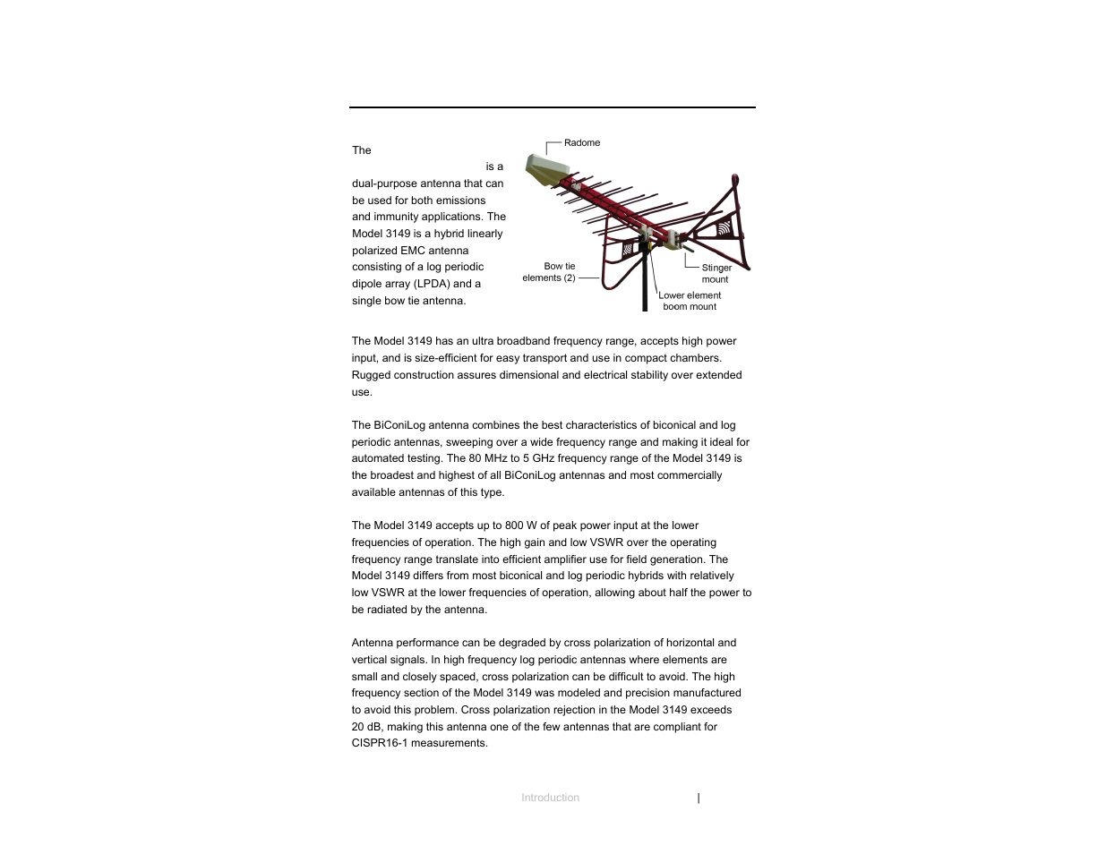 0 introduction | ETS-Lindgren 3149 Hybrid Log Periodic and Bowtie (BiConiLog) User Manual | Page 7 / 33