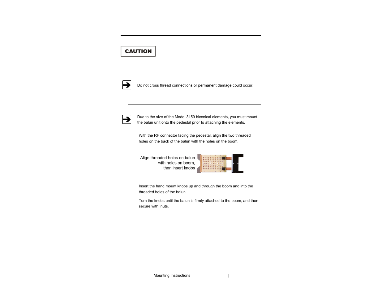 0 mounting instructions | ETS-Lindgren 3159 Biconical Antenna User Manual | Page 13 / 19