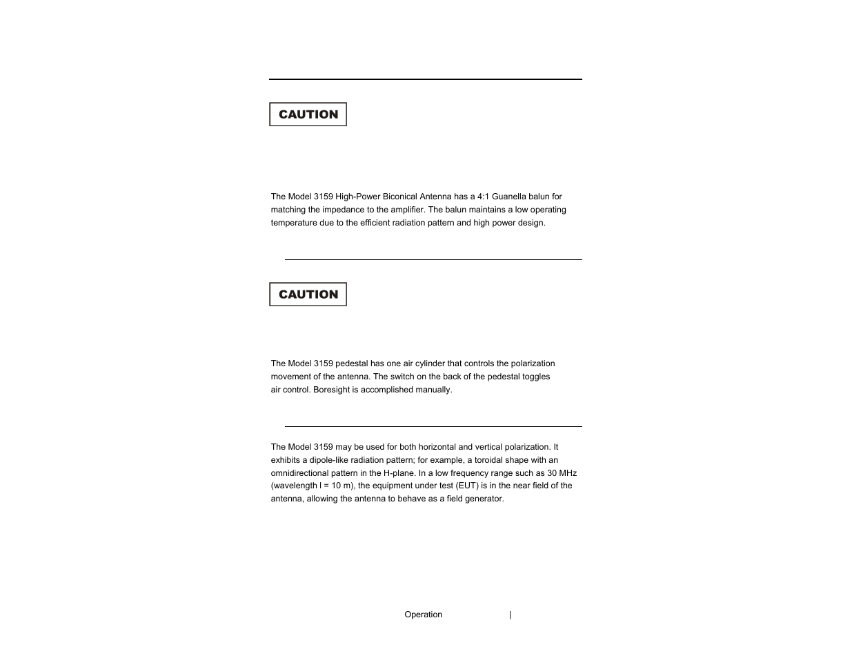 0 operation | ETS-Lindgren 3159 Biconical Antenna User Manual | Page 15 / 19
