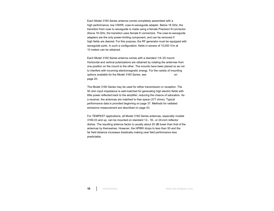 ETS-Lindgren 3160 Pyramidal Standard Gain Antenna User Manual | Page 10 / 90
