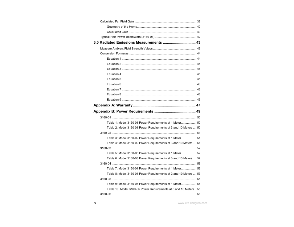 ETS-Lindgren 3160 Pyramidal Standard Gain Antenna User Manual | Page 4 / 90