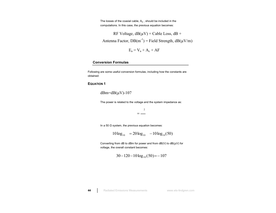 ETS-Lindgren 3160 Pyramidal Standard Gain Antenna User Manual | Page 44 / 90