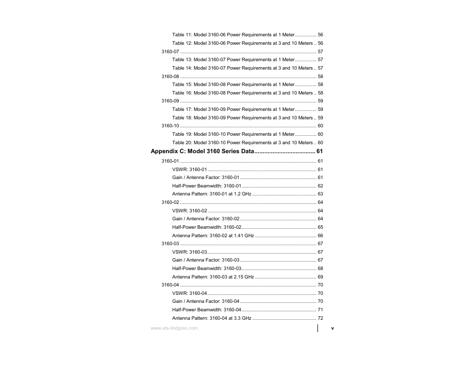 ETS-Lindgren 3160 Pyramidal Standard Gain Antenna User Manual | Page 5 / 90