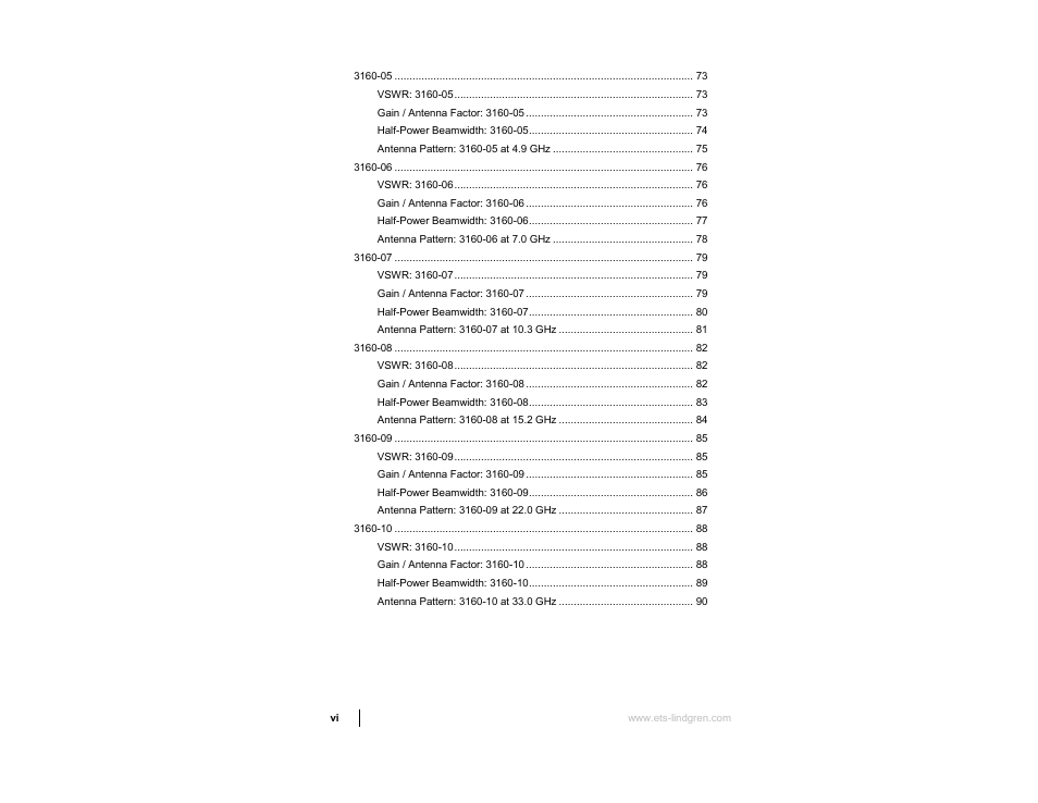 ETS-Lindgren 3160 Pyramidal Standard Gain Antenna User Manual | Page 6 / 90