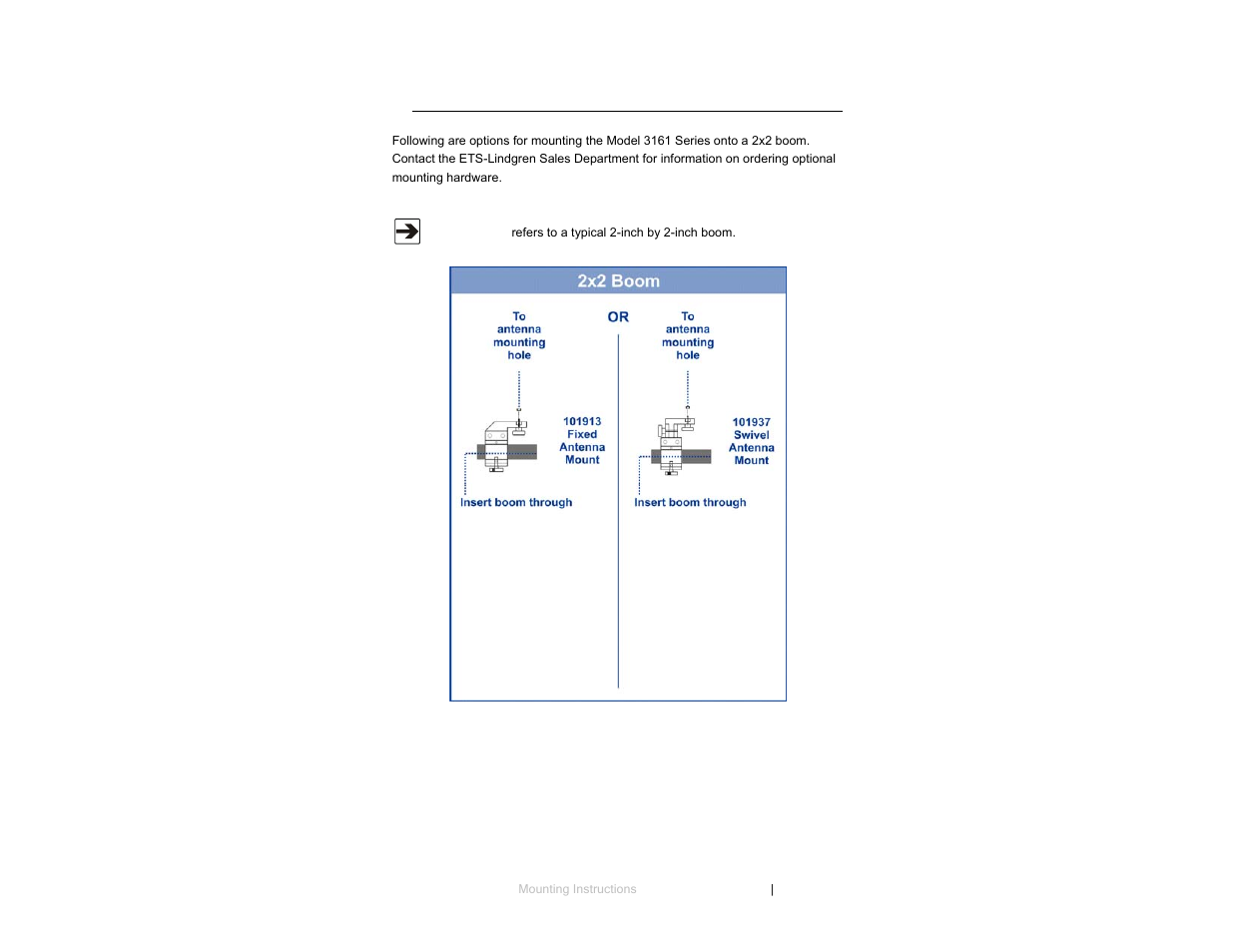 Mount to 2x2 boom | ETS-Lindgren 3161 Octave Horn Antenna User Manual | Page 21 / 31