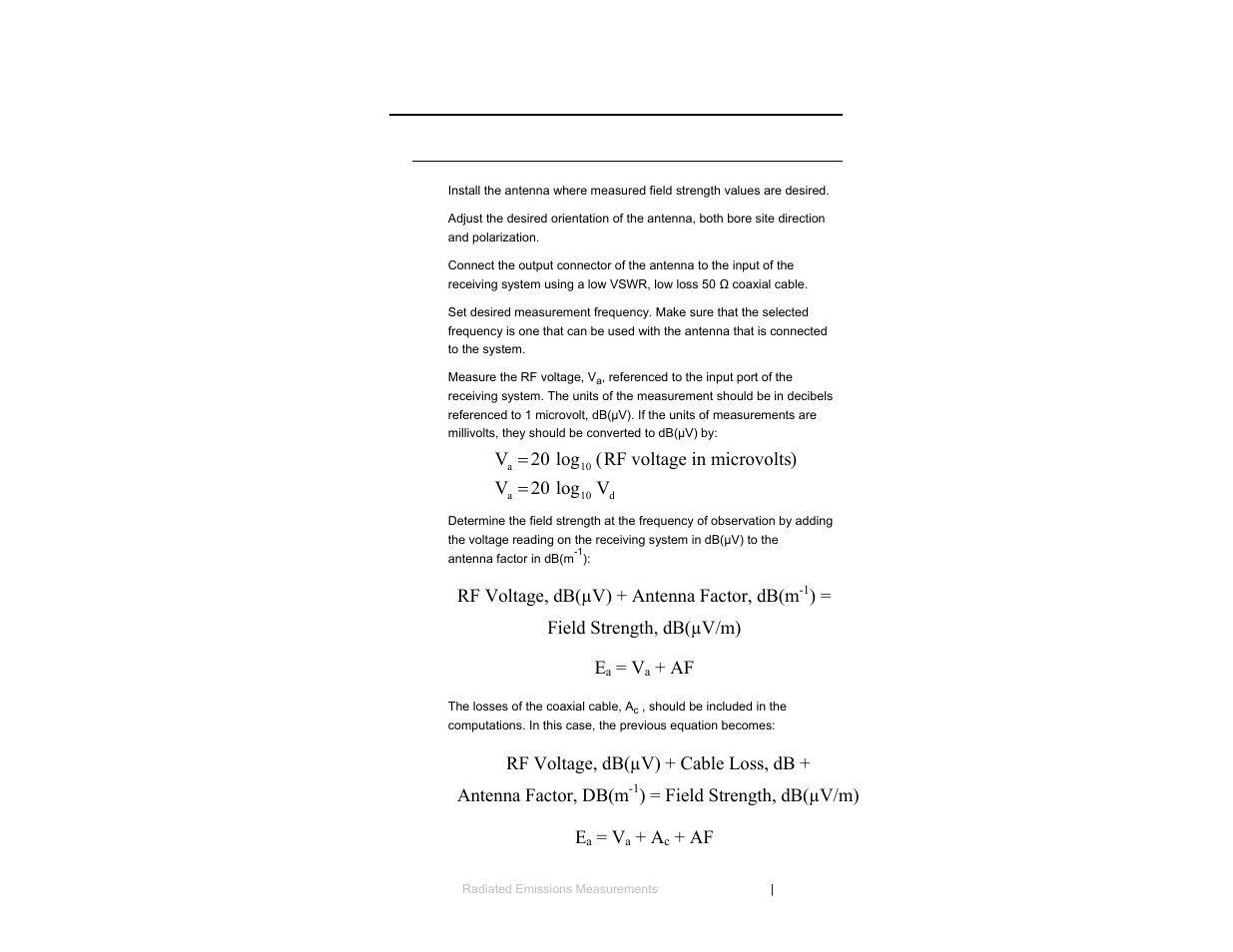 0 radiated emissions measurements, Measure ambient field strength values | ETS-Lindgren 3161 Octave Horn Antenna User Manual | Page 27 / 31