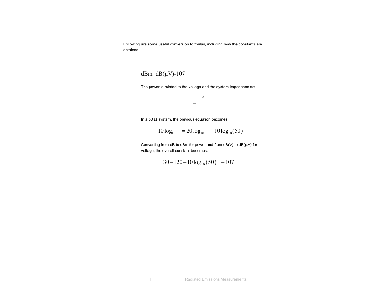 Conversion formulas, Equation 1 | ETS-Lindgren 3161 Octave Horn Antenna User Manual | Page 28 / 31
