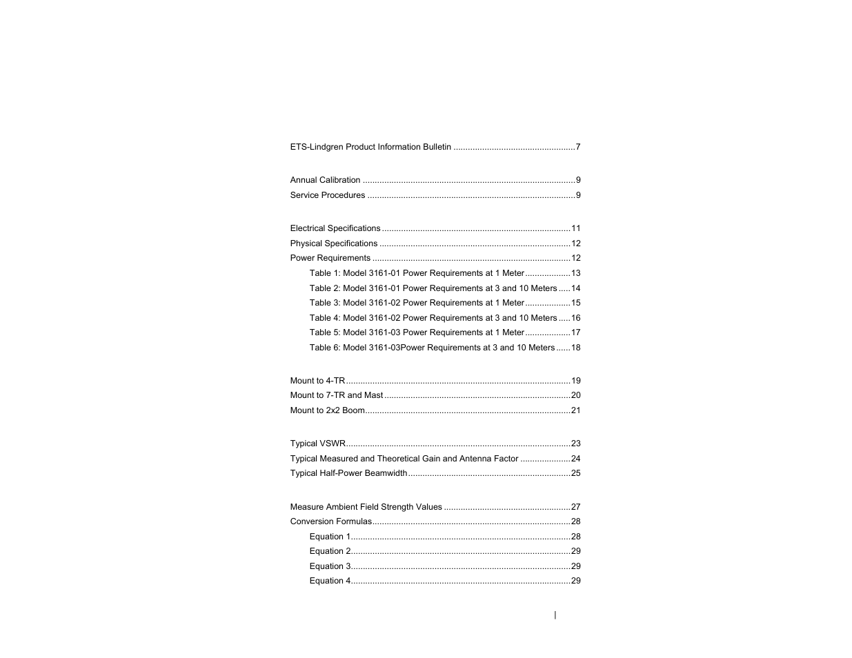 ETS-Lindgren 3161 Octave Horn Antenna User Manual | Page 3 / 31