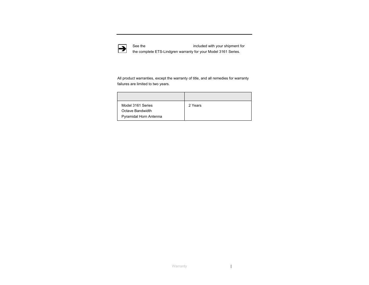 Appendix a: warranty | ETS-Lindgren 3161 Octave Horn Antenna User Manual | Page 31 / 31