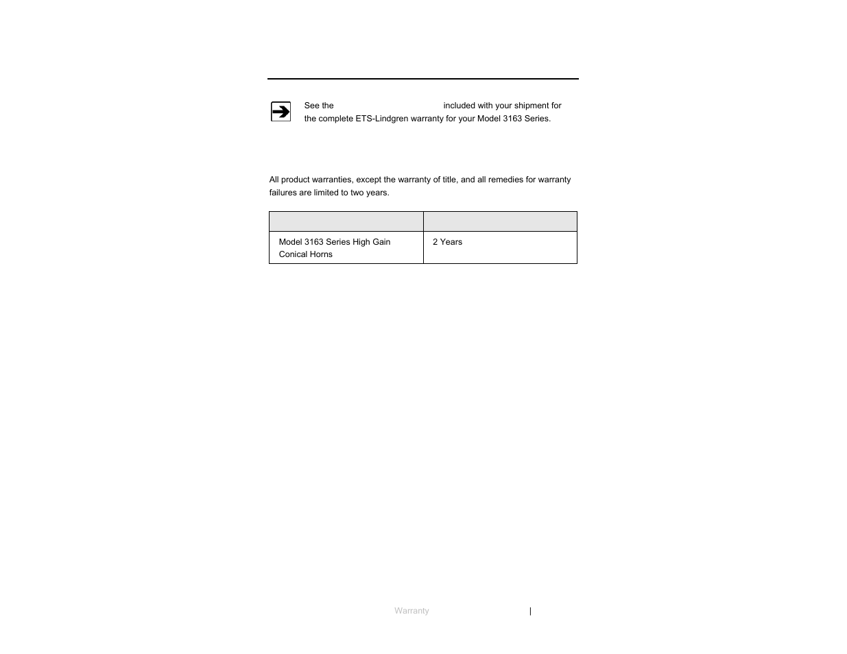 Appendix a: warranty | ETS-Lindgren 3163 High Gain Conical Horn Antennas User Manual | Page 25 / 25