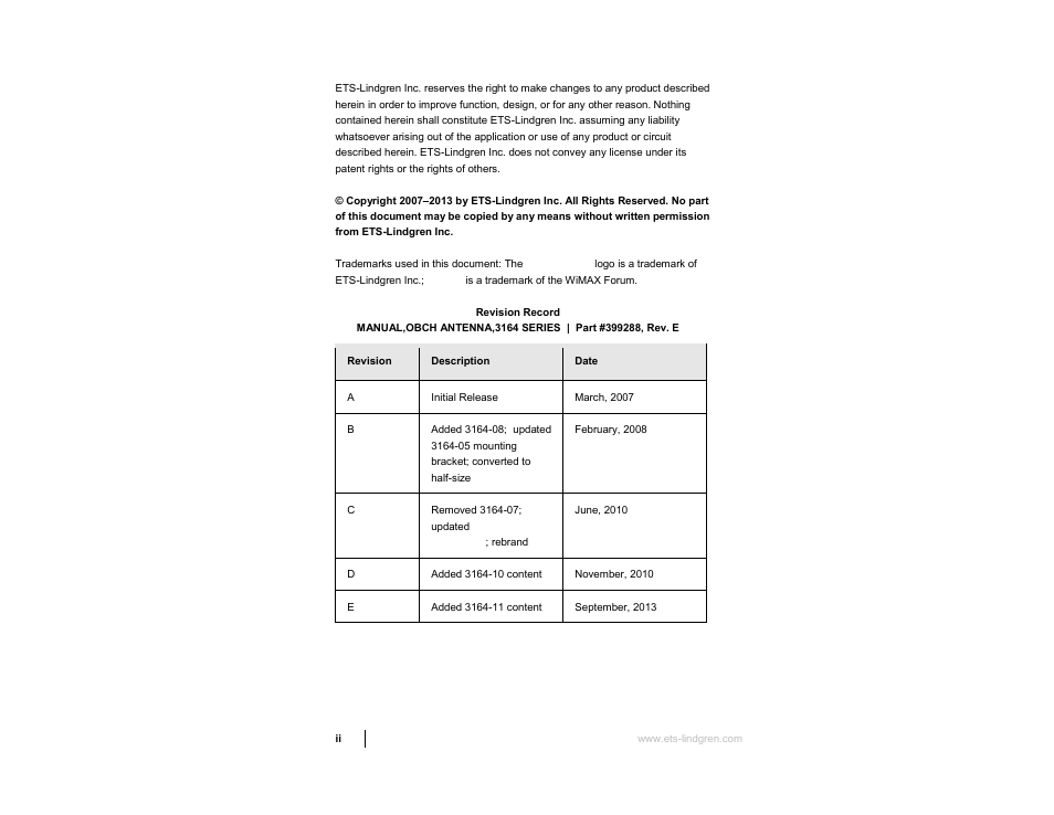 ETS-Lindgren 3164-10 Open Boundary Quad-Ridged Horn User Manual | Page 2 / 115