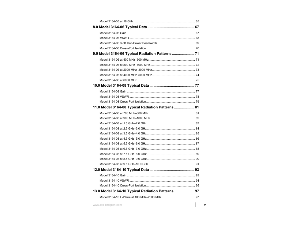 ETS-Lindgren 3164-10 Open Boundary Quad-Ridged Horn User Manual | Page 5 / 115