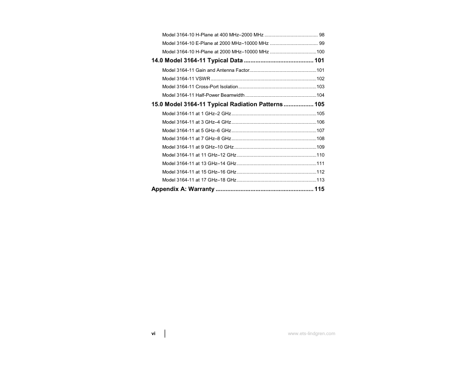 ETS-Lindgren 3164-10 Open Boundary Quad-Ridged Horn User Manual | Page 6 / 115