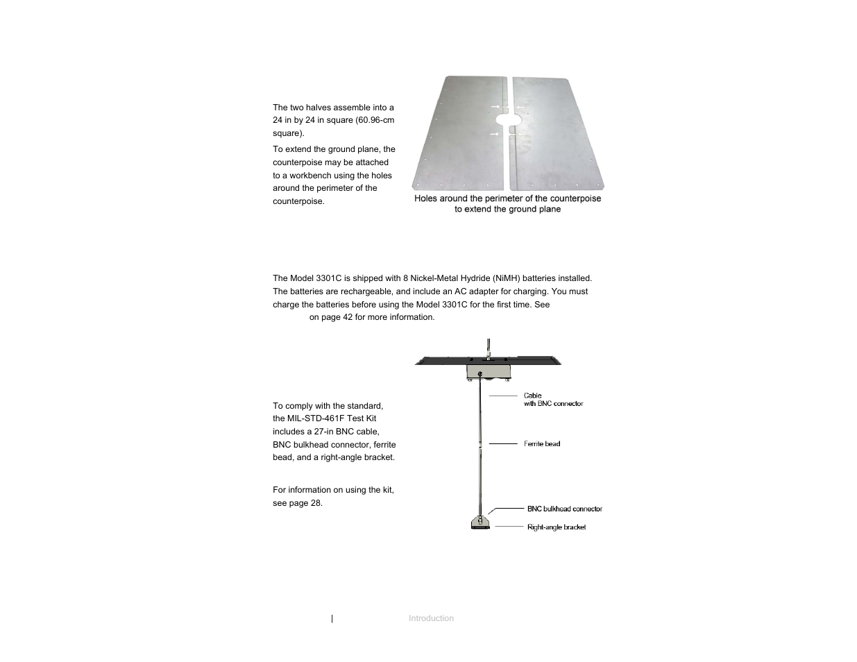 Counterpoise, Rechargeable aa nickel-metal hydride batteries (8), Mil-std-461f test kit | ETS-Lindgren 3301C Active Monopole User Manual | Page 10 / 62