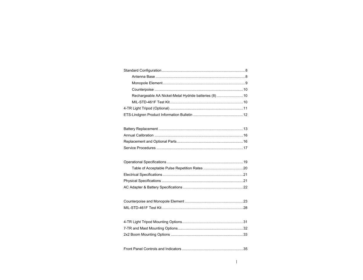 ETS-Lindgren 3301C Active Monopole User Manual | Page 3 / 62