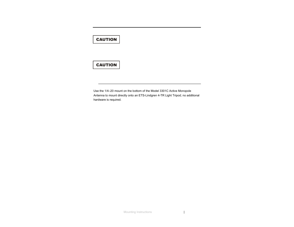 0 mounting instructions, 4tr light tripod mounting options, Tr light tripod mounting options | ETS-Lindgren 3301C Active Monopole User Manual | Page 31 / 62