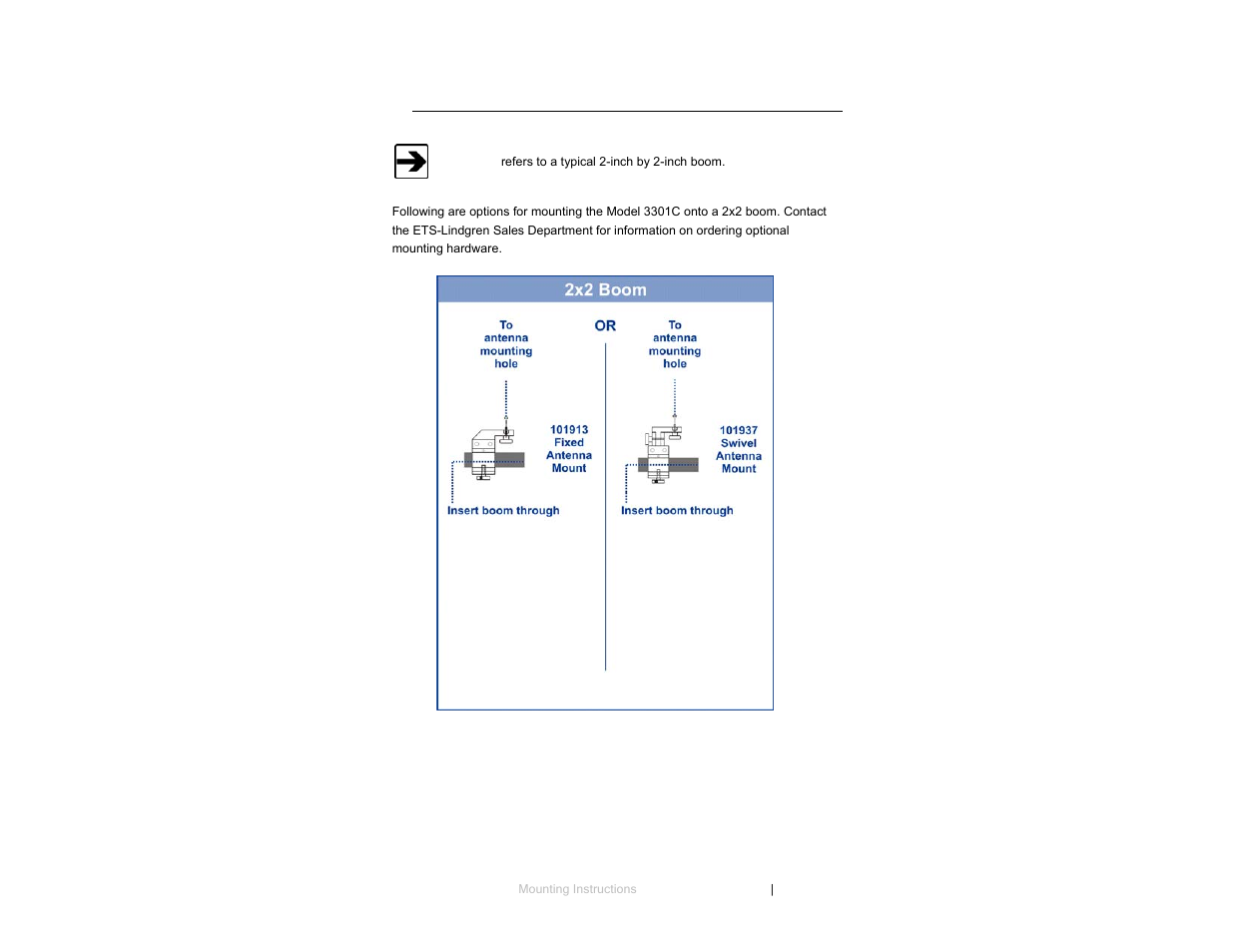 2x2 boom mounting options | ETS-Lindgren 3301C Active Monopole User Manual | Page 33 / 62