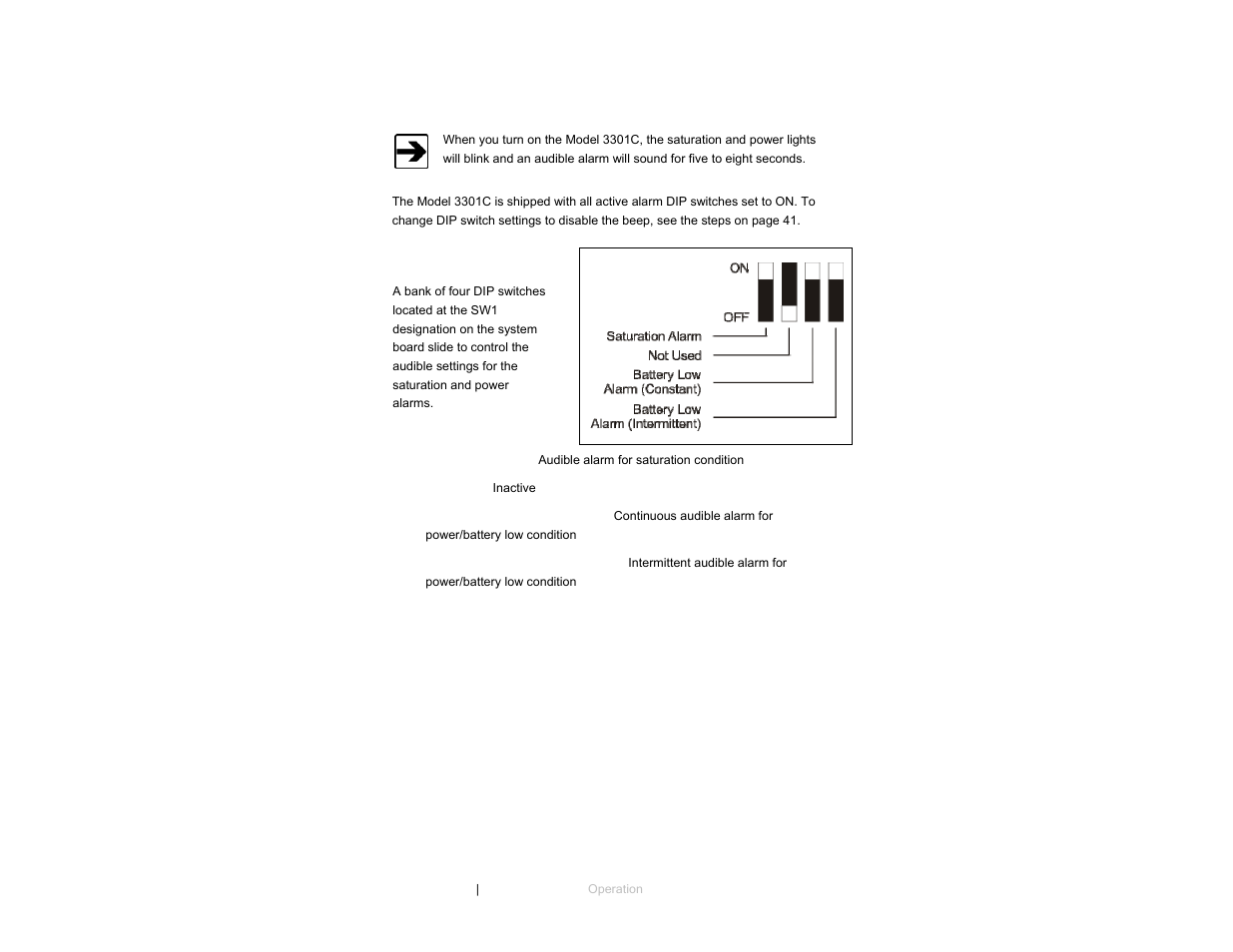 Alarm dip switches | ETS-Lindgren 3301C Active Monopole User Manual | Page 40 / 62