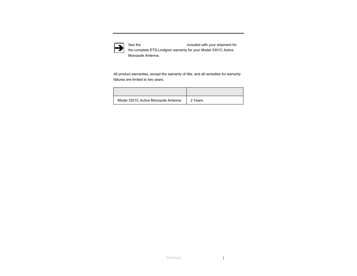 Appendix a: warranty | ETS-Lindgren 3301C Active Monopole User Manual | Page 59 / 62
