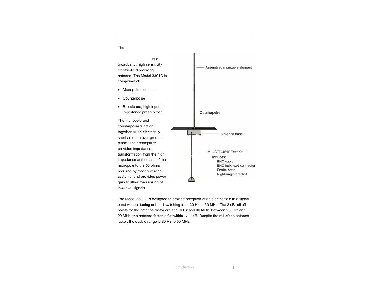 0 introduction | ETS-Lindgren 3301C Active Monopole User Manual | Page 7 / 62