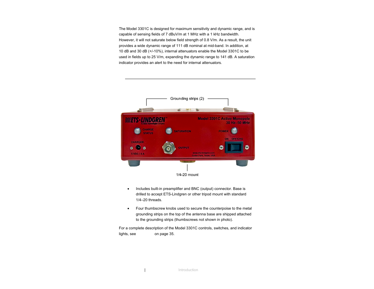 Standard configuration, Antenna base | ETS-Lindgren 3301C Active Monopole User Manual | Page 8 / 62