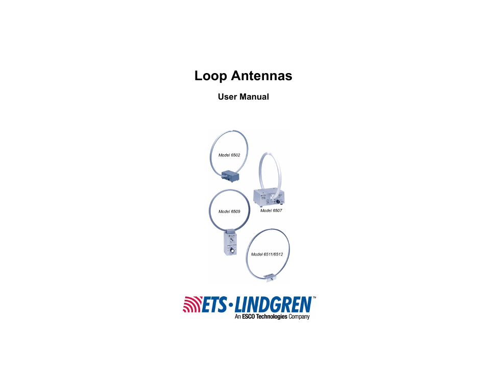 ETS-Lindgren 6512 Shielded Loop Antenna User Manual | 44 pages
