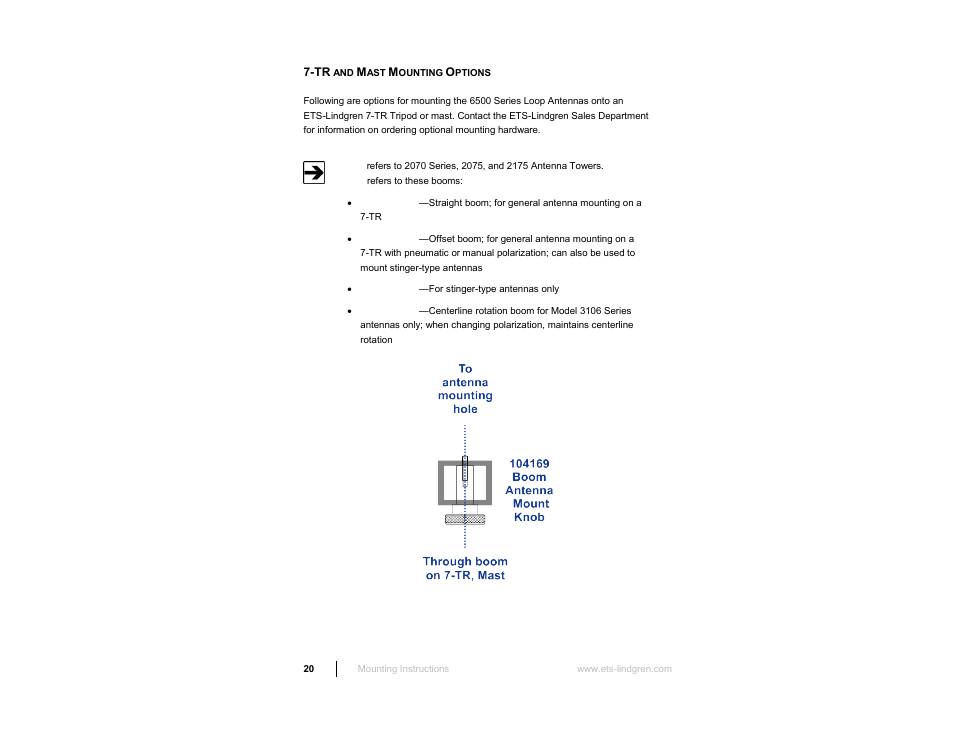 Tr and mast mounting options | ETS-Lindgren 6512 Shielded Loop Antenna User Manual | Page 20 / 44