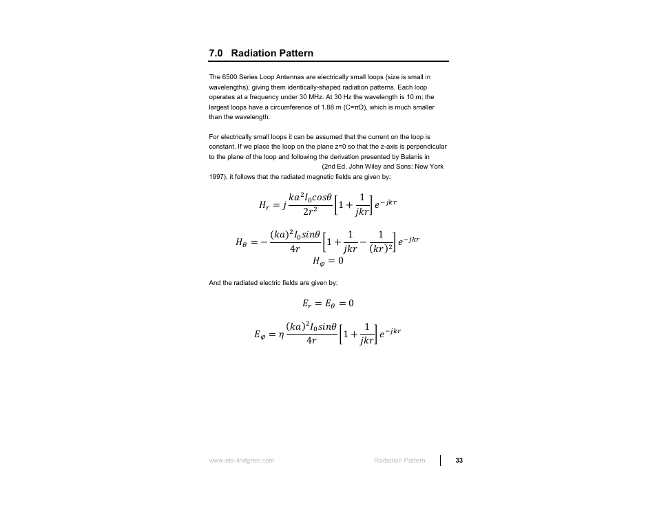 0 radiation pattern | ETS-Lindgren 6512 Shielded Loop Antenna User Manual | Page 33 / 44