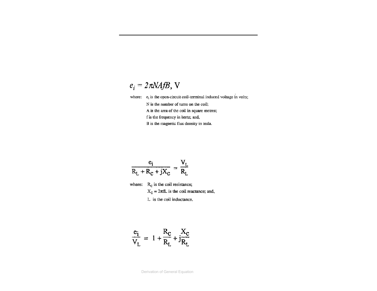 Appendix b: derivation of general equation, Equation (a1), Equation (a2) | Equation (a3) | ETS-Lindgren 7604 Shielded Coil Antenna User Manual | Page 21 / 26
