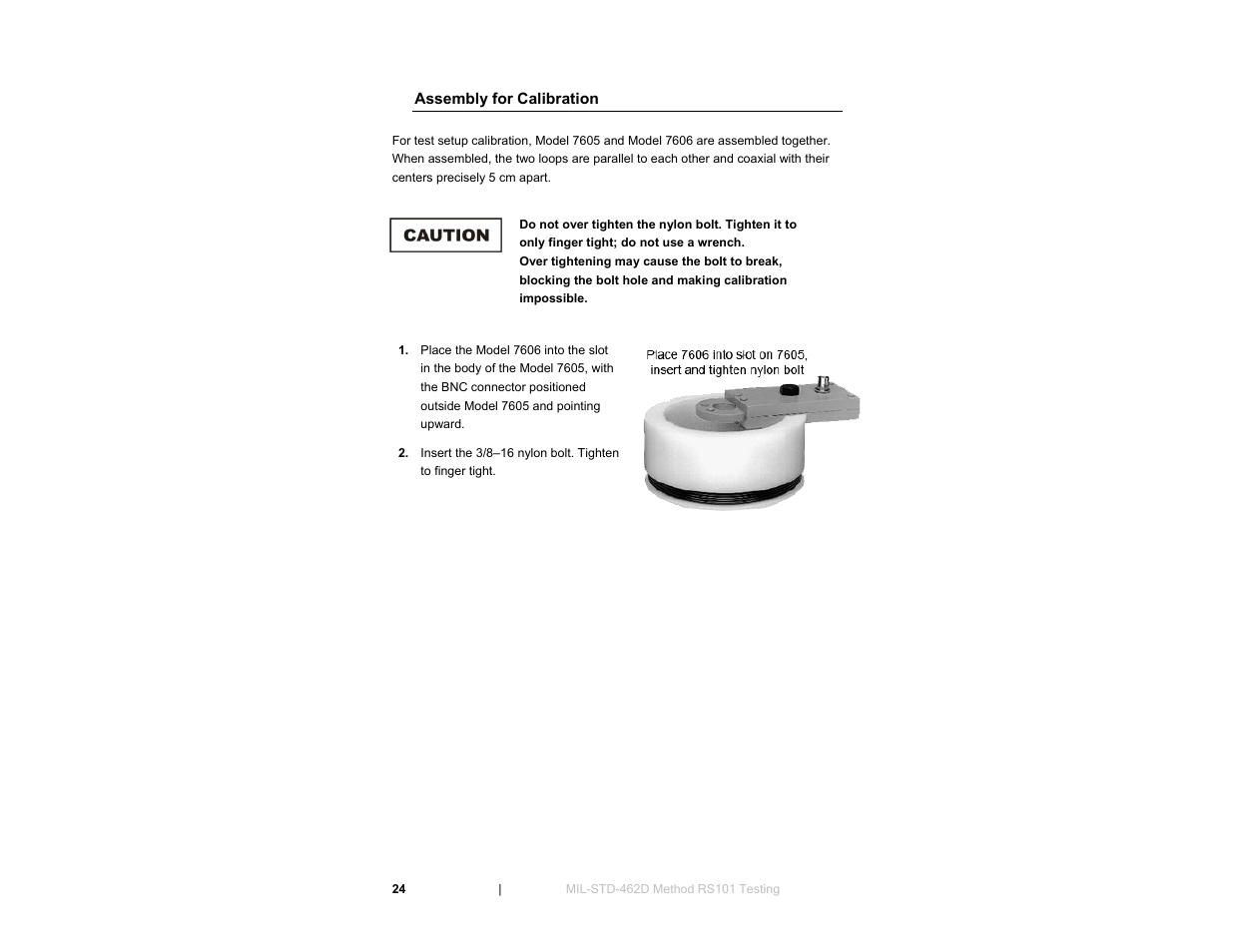 Assembly for calibration | ETS-Lindgren 7606 Coil Antenna/Shielded Coil User Manual | Page 24 / 39