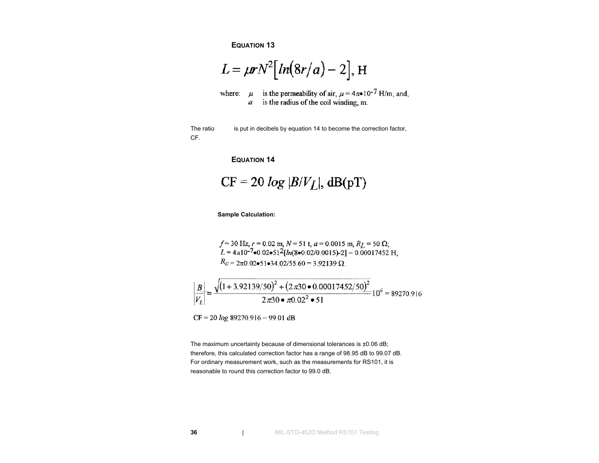 Equation 13, Equation 14 | ETS-Lindgren 7606 Coil Antenna/Shielded Coil User Manual | Page 36 / 39