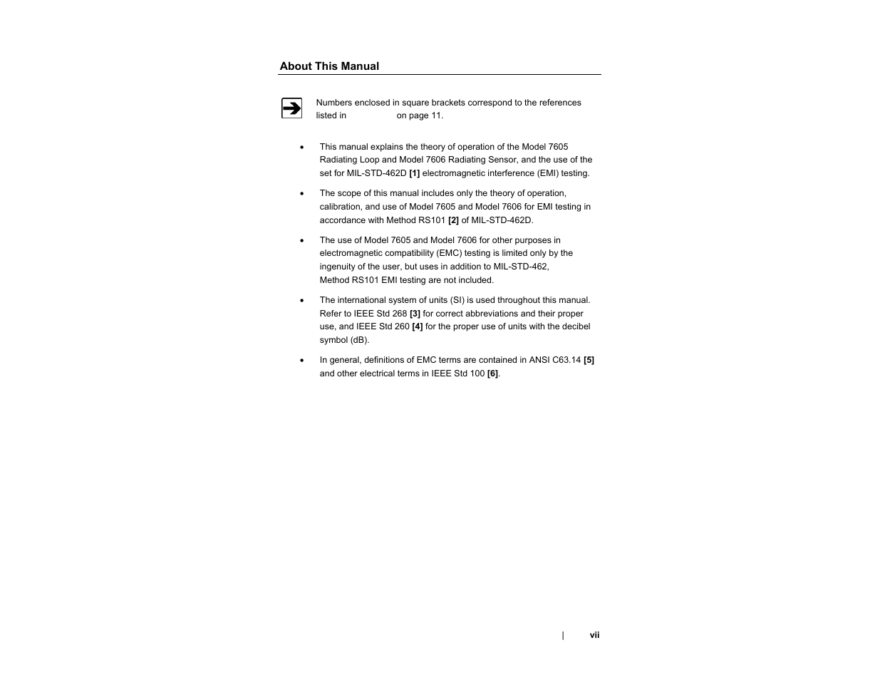 About this manual | ETS-Lindgren 7606 Coil Antenna/Shielded Coil User Manual | Page 7 / 39