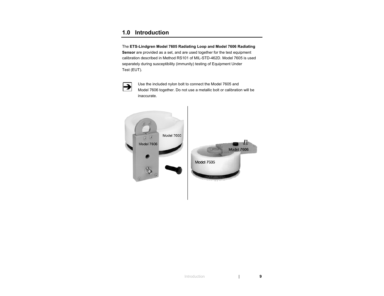 0 introduction | ETS-Lindgren 7606 Coil Antenna/Shielded Coil User Manual | Page 9 / 39