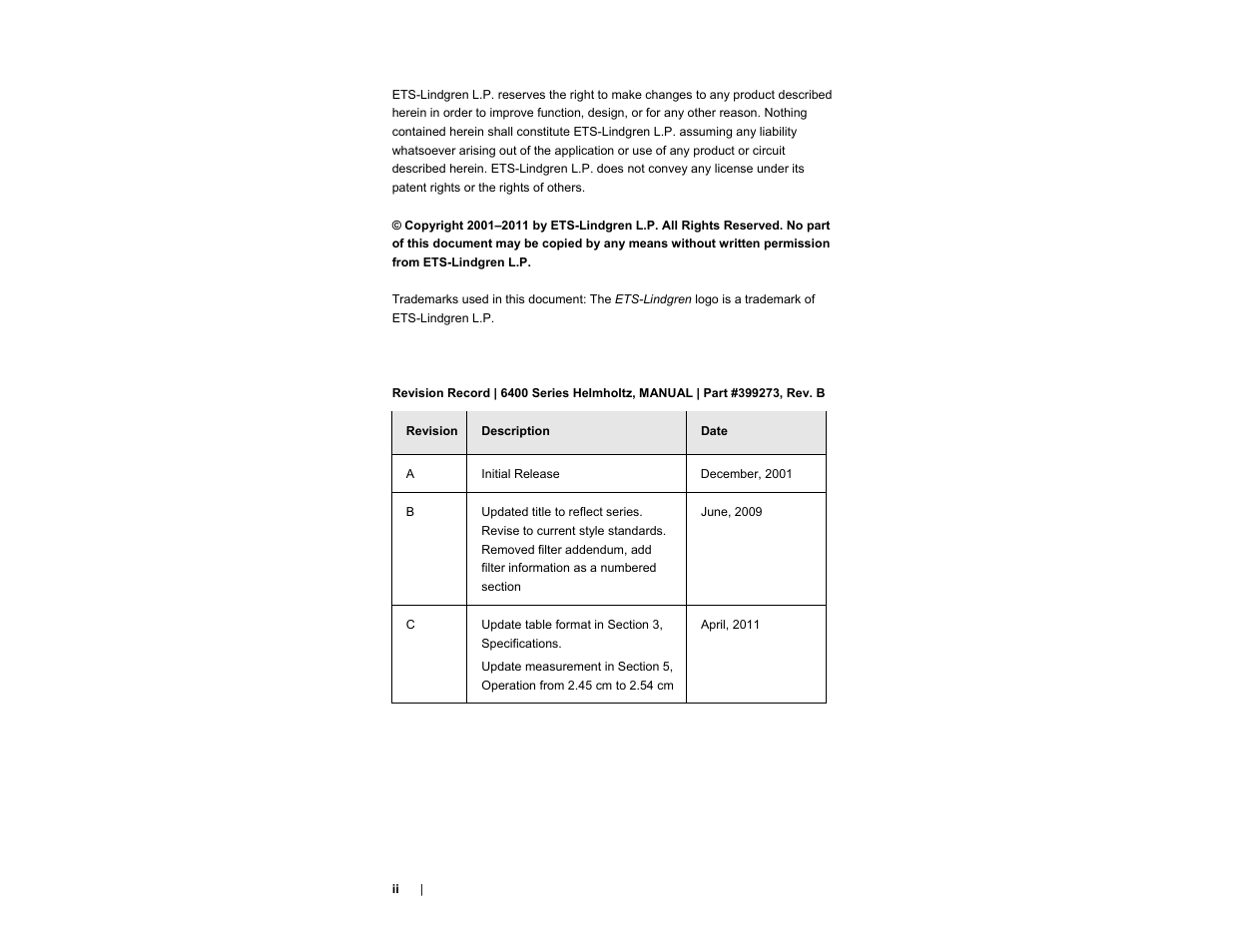 ETS-Lindgren 6404 Helmholtz Coil User Manual | Page 2 / 24