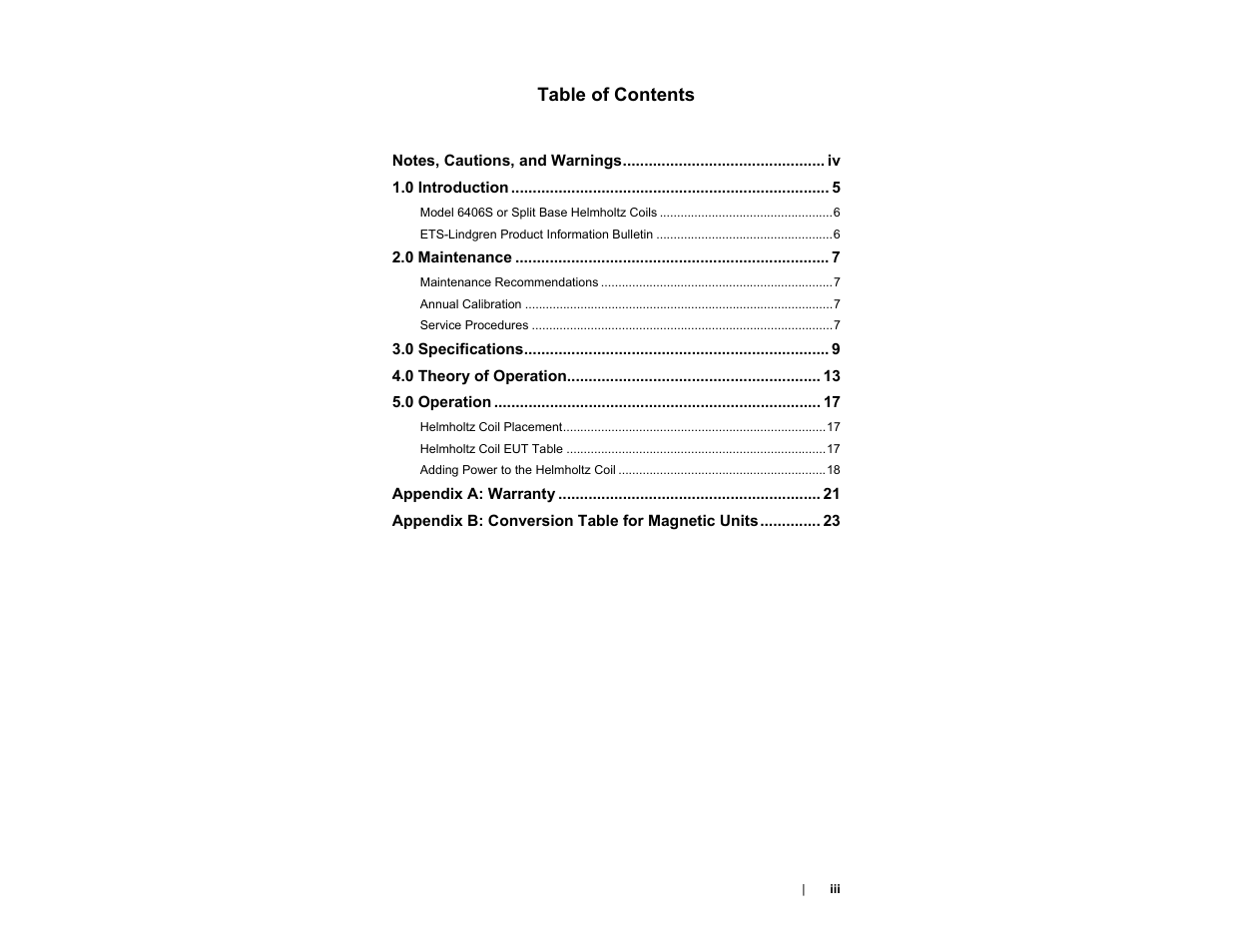 ETS-Lindgren 6404 Helmholtz Coil User Manual | Page 3 / 24