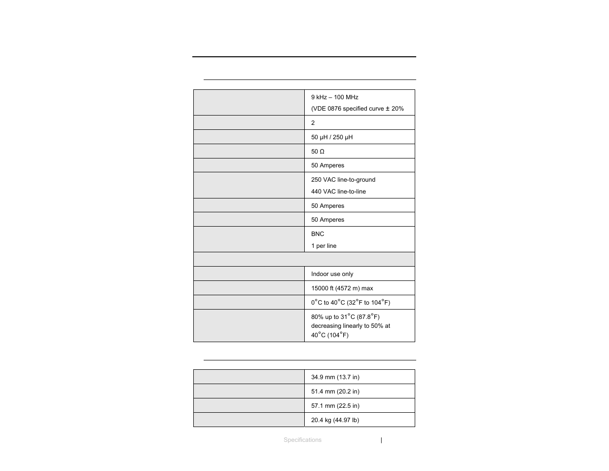 0 specifications | ETS-Lindgren 3850-2 LISN User Manual | Page 11 / 19
