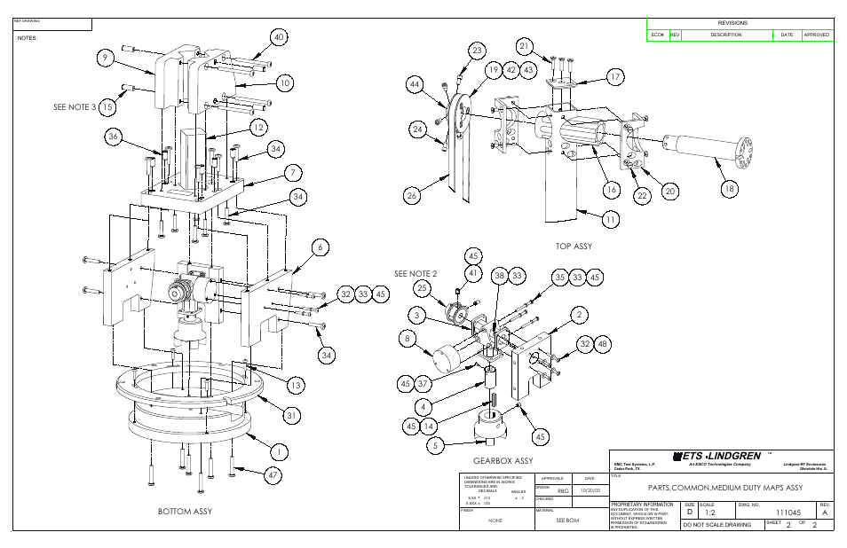 Sheet3, Drawing view3, Detail view a (1 : 2) | Drawing view6, Ets lindgren, Parts,common,medium duty maps assy | ETS-Lindgren 2110 Multi-Axis Positioning Systems (MAPS) User Manual | Page 41 / 48