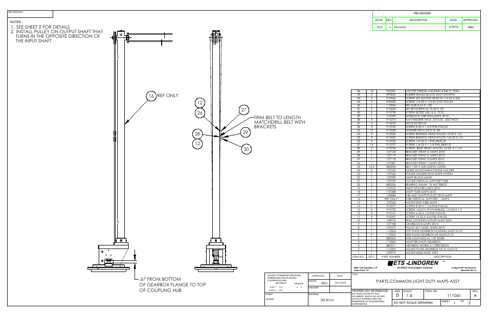 Sheet1, Drawing view1, Drawing view3 | Ets lindgren, Parts,common,light duty maps assy | ETS-Lindgren 2115 Multi-Axis Positioning Systems (MAPS) User Manual | Page 46 / 48