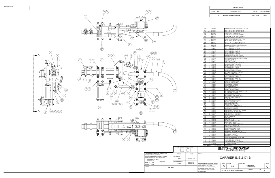 Ets lindgren, Carrier,b/s,2171b, None | Revisions | ETS-Lindgren 2171B Boresight Antenna Tower User Manual | Page 60 / 64