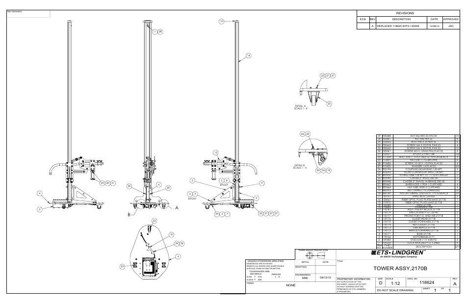 Ets lindgren, Tower assy,2170b, None | Revisions | ETS-Lindgren 2171B Boresight Antenna Tower User Manual | Page 64 / 64
