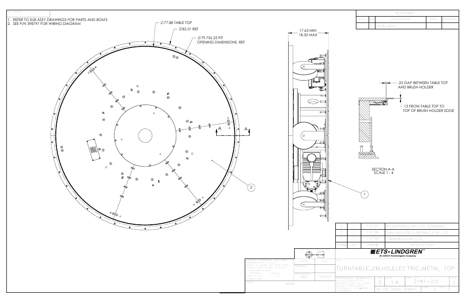 Ets lindgren, Turntable,2m,hd,electric,metal top | ETS-Lindgren 2181 Turntable User Manual | Page 36 / 44